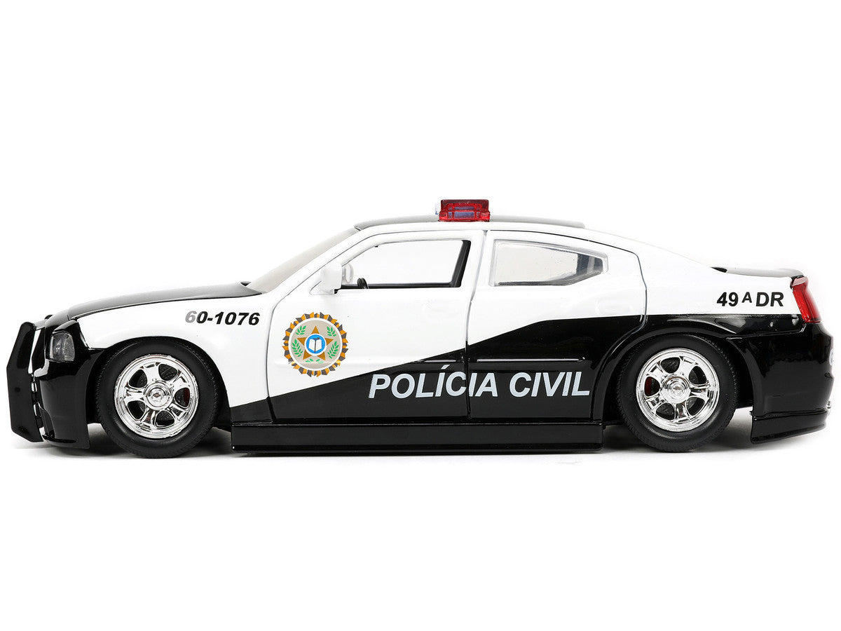 2006 Dodge Charger Police Black and White "Policia Civil" "Fast & Furious" Series 1/24 Diecast Model Car by Jada-2