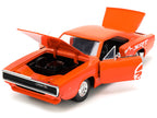 1968 Dodge Charger R/T SRT Orange with White Stripes and Graphics "Bigtime Muscle" Series 1/24 Diecast Model Car by Jada-1