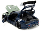 1993 Mazda RX-7 Dark Blue with Green Hood and Kakashi Hatake Diecast Figure "Naruto Shippuden" (2009-2017) TV Series "Anime Hollywood Rides" Series 1/24 Diecast Model Car by Jada-2