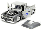 1956 Ford F-100 Pickup Truck Tan and Gray Metallic and Guile Diecast Figure "Street Fighter" Video Game "Anime Hollywood Rides" Series 1/24 Diecast Model Car by Jada-1