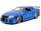 Brian's Nissan GTR Skyline R34 RHD (Right Hand Drive) Blue "Fast & Furious" Movie 1/24 Diecast Model Car by Jada-3
