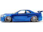 Brian's Nissan GTR Skyline R34 RHD (Right Hand Drive) Blue "Fast & Furious" Movie 1/24 Diecast Model Car by Jada-0