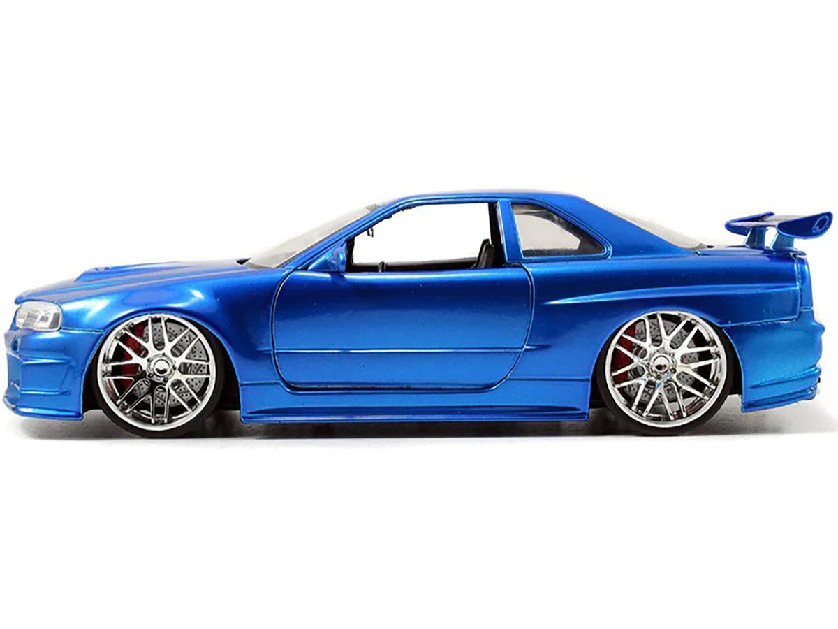 Brian's Nissan GTR Skyline R34 RHD (Right Hand Drive) Blue "Fast & Furious" Movie 1/24 Diecast Model Car by Jada-2