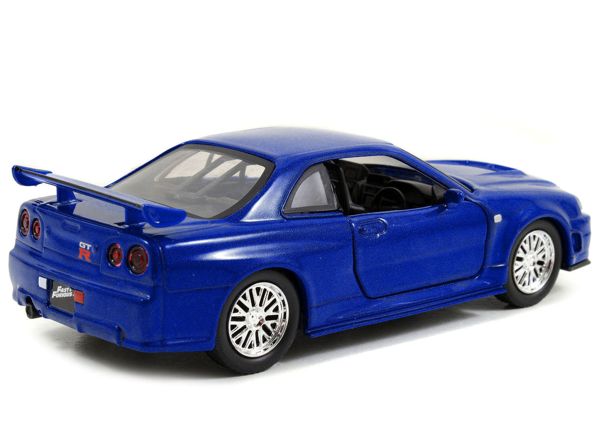 Brian's Nissan Skyline GT-R R34 Blue "Fast & Furious" Movie 1/32 Diecast Car Model by Jada-2