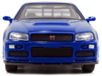 Brian's Nissan Skyline GT-R R34 Blue "Fast & Furious" Movie 1/32 Diecast Car Model by Jada-3