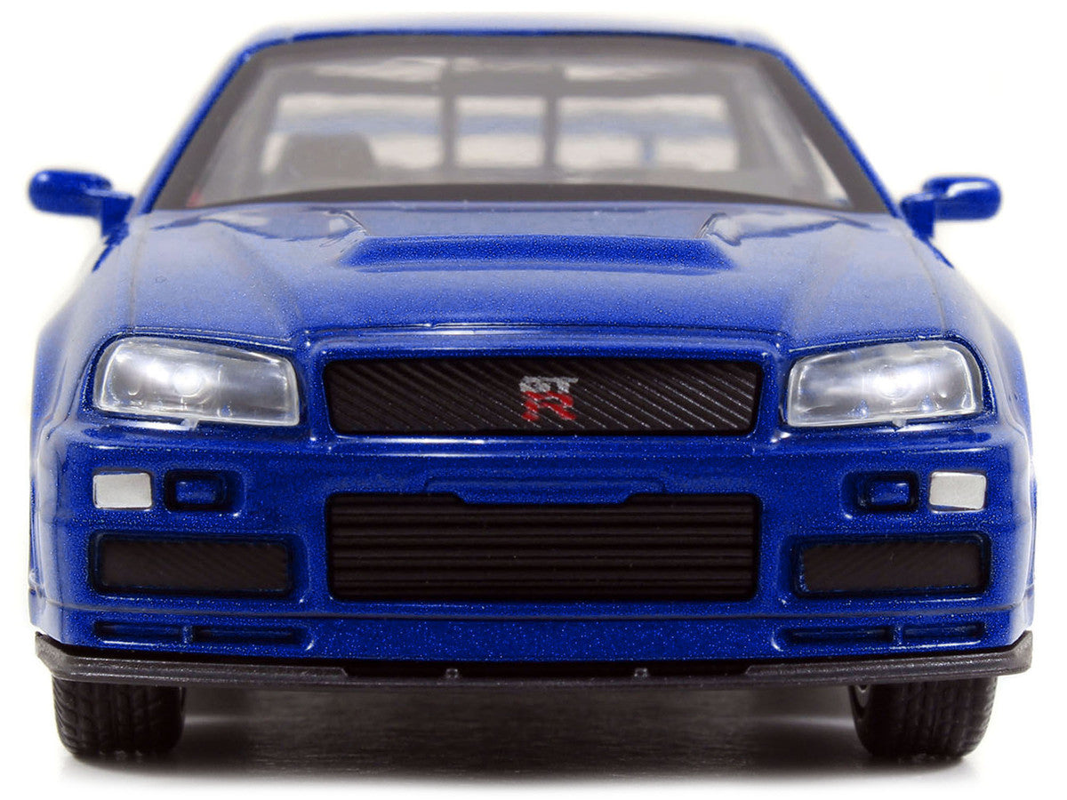 Brian's Nissan Skyline GT-R R34 Blue "Fast & Furious" Movie 1/32 Diecast Car Model by Jada-3