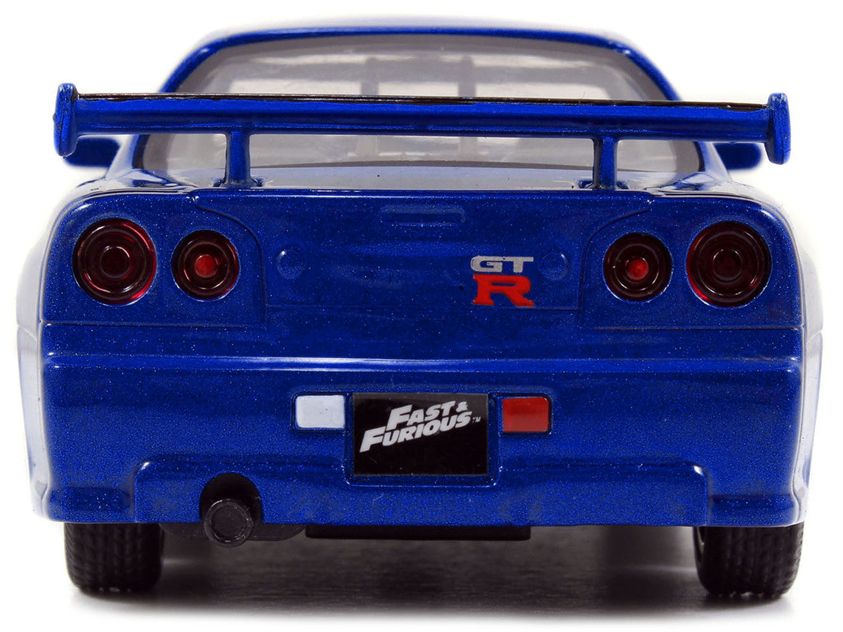 Brian's Nissan Skyline GT-R R34 Blue "Fast & Furious" Movie 1/32 Diecast Car Model by Jada-4