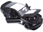 2012 Ford Mustang Boss 302 Matt Black and White 1/24 Diecast Model Car by Maisto-3