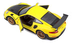 Porsche 911 GT2 RS Yellow with Carbon Hood and Gold Wheels "Special Edition" 1/24 Diecast Model Car by Maisto
