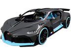 Bugatti Divo Satin Charcoal Gray with Carbon and Blue Accents "Special Edition" 1/24 Diecast Model Car by Maisto-1
