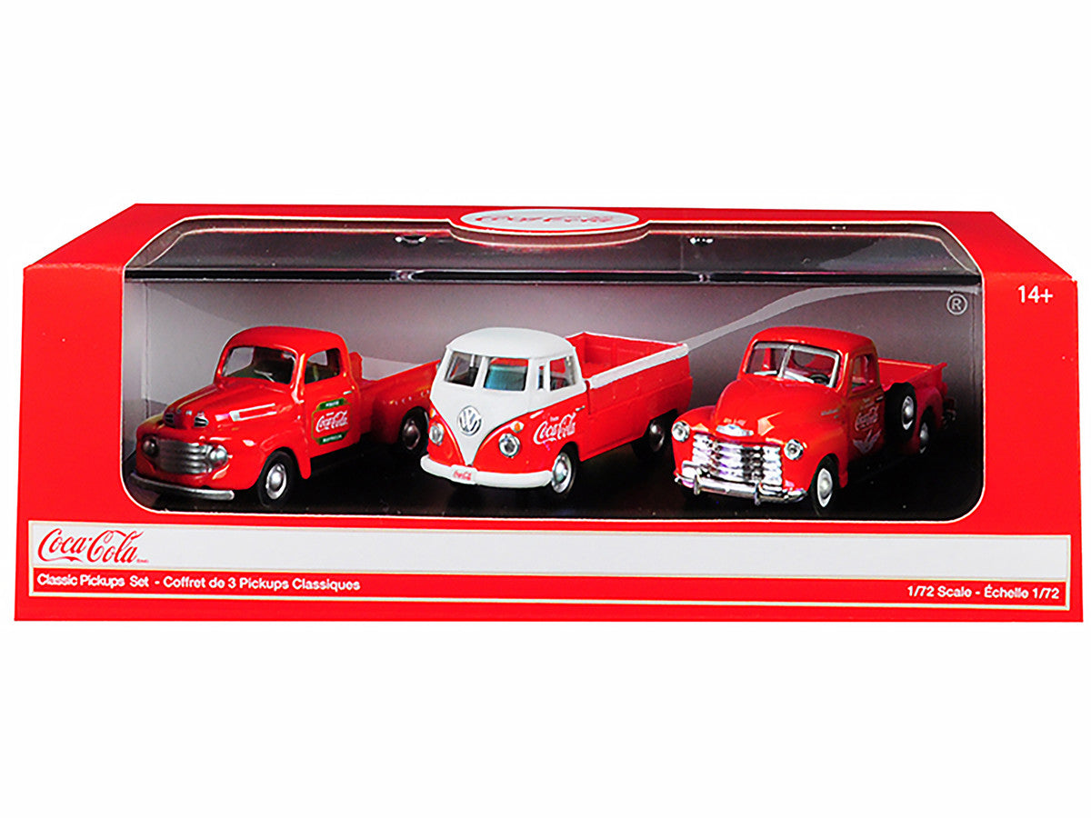 "Classic Pickups" Gift Set of 3 Pickup Trucks "Coca Cola" 1/72 Diecast Model Cars by Motorcity Classics-2