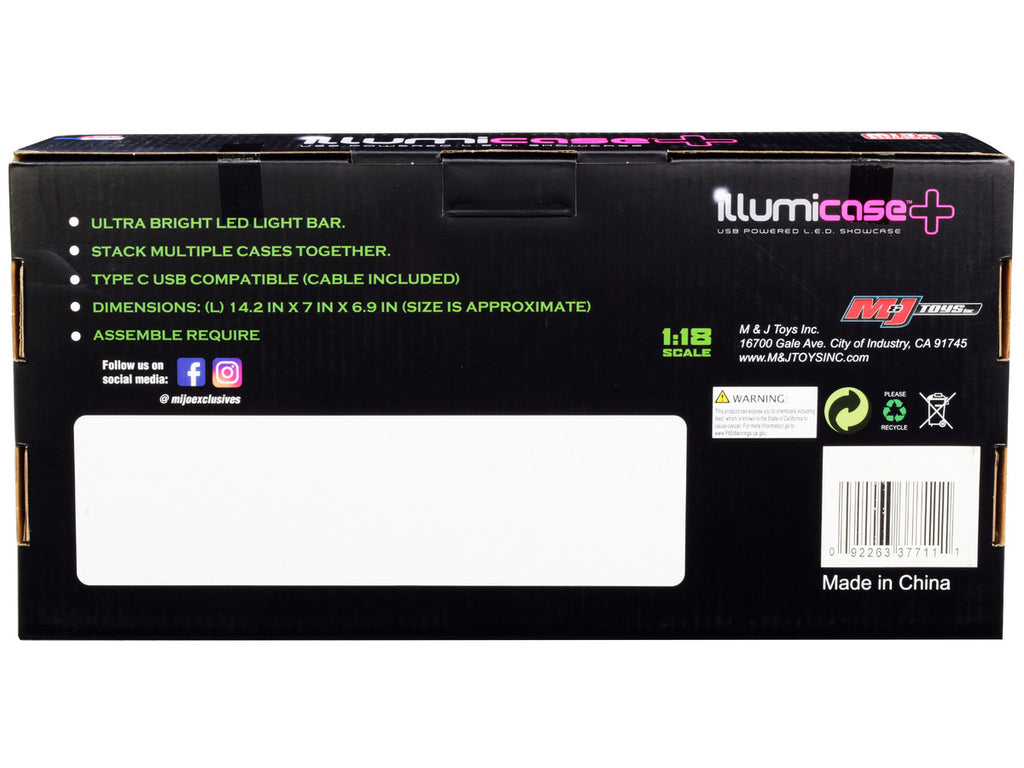 Black Collectible Display Show Case Illumicase+ with LED Lights and Mirror Base and Back for 1/64 1/43 1/32 1/24 1/18 Scale Models by Illumibox-1