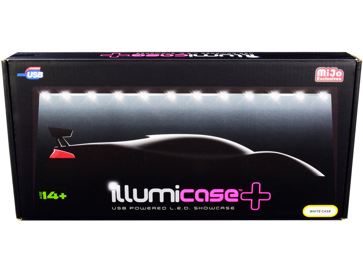 White Collectible Display Show Case Illumicase+ with LED Lights and Mirror Base and Back for 1/64 1/43 1/32 1/24 1/18 Scale Models by Illumibox-2