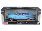 1957 Chevrolet Bel Air Convertible Light Blue with Blue Interior 1/18 Diecast Model Car by Motormax-2