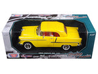 1955 Chevrolet Bel Air Convertible Soft Top Yellow "Timeless Classics" 1/18 Diecast Model Car by Motormax-2