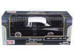 1957 Chevrolet Bel Air Black with White Top 1/24 Diecast Model Car by Motormax-2