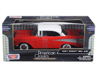 1957 Chevrolet Bel Air Red with White Top 1/24 Diecast Model Car by Motormax-2