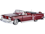 1958 Chevrolet Impala Convertible Lowrider Dark Red Metallic with Red Interior "Get Low" Series 1/24 Diecast Model Car by Motormax-0
