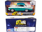 1957 Chevrolet Bel Air Lowrider Turquoise Metallic and White "Get Low" Series 1/24 Diecast Model Car by Motormax-0