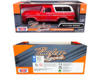 1978 Ford Bronco Custom Red and White "Timeless Legends" Series 1/24 Diecast Model Car by Motormax-1