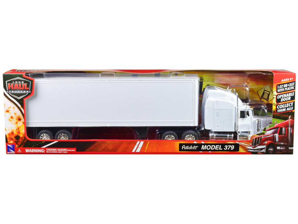 Peterbilt 379 Truck with Dry Goods Trailer White "Long Haul Trucker" Series 1/32 Diecast Model by New Ray-2