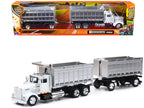 Kenworth W900 Dump Truck with Twin Dump Body White and Chrome "Long Haul Trucker" Series 1/43 Diecast Model by New Ray-0