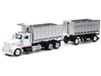 Kenworth W900 Dump Truck with Twin Dump Body White and Chrome "Long Haul Trucker" Series 1/43 Diecast Model by New Ray-1
