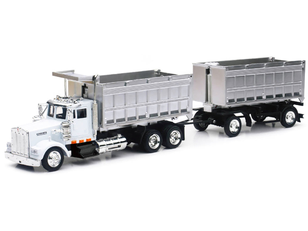 Kenworth W900 Dump Truck with Twin Dump Body White and Chrome "Long Haul Trucker" Series 1/43 Diecast Model by New Ray-1