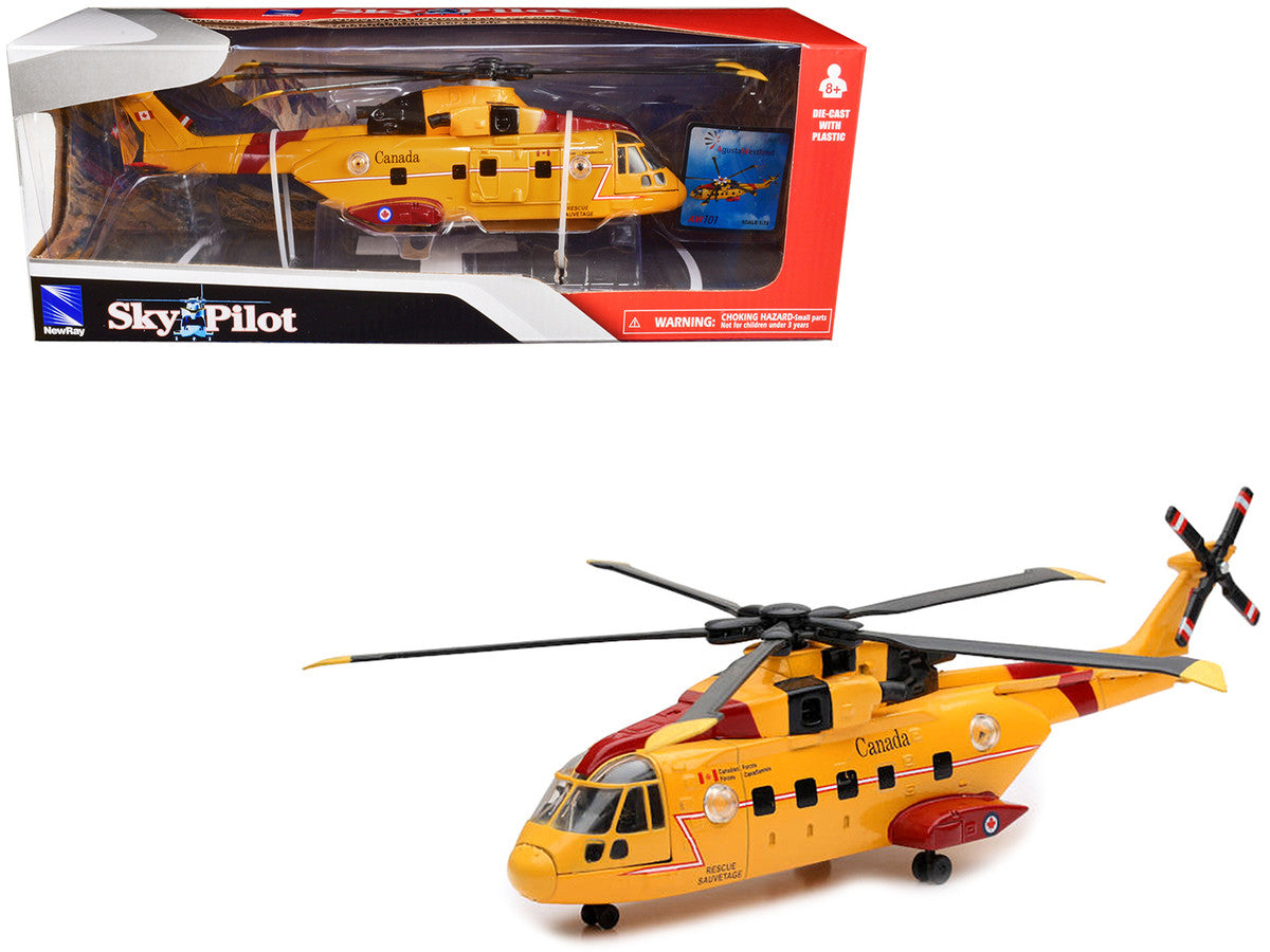 AgustaWestland AW101 (EH101) Helicopter Yellow "Canada Forces Search & Rescue" "Sky Pilot" Series 1/72 Diecast Model by New Ray-0