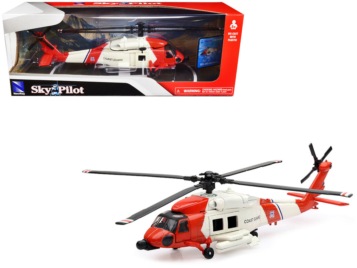Sikorsky HH-60J Jayhawk Helicopter Red and White "United States Coast Guard" "Sky Pilot" Series 1/60 Diecast Model by New Ray-0