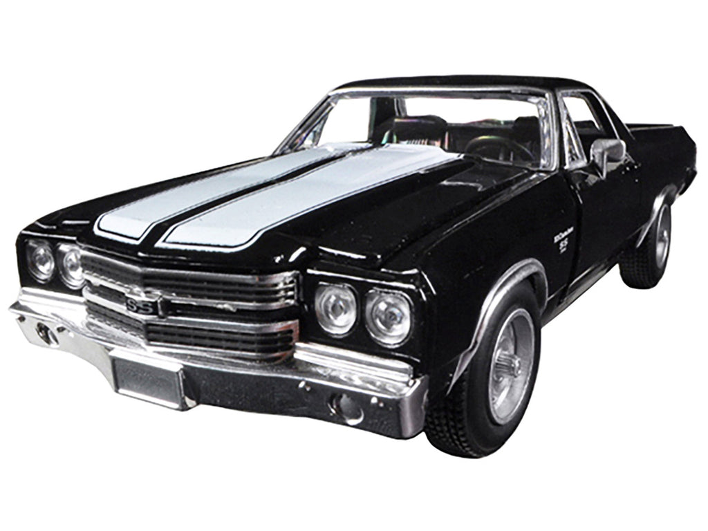 1970 Chevrolet El Camino SS Black with White Stripes "Muscle Car Collection" 1/25 Diecast Model Car by New Ray-0