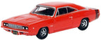 1968 Dodge Charger Bright Red with Black Stripes 1/87 (HO) Scale Diecast Model Car by Oxford Diecast-1