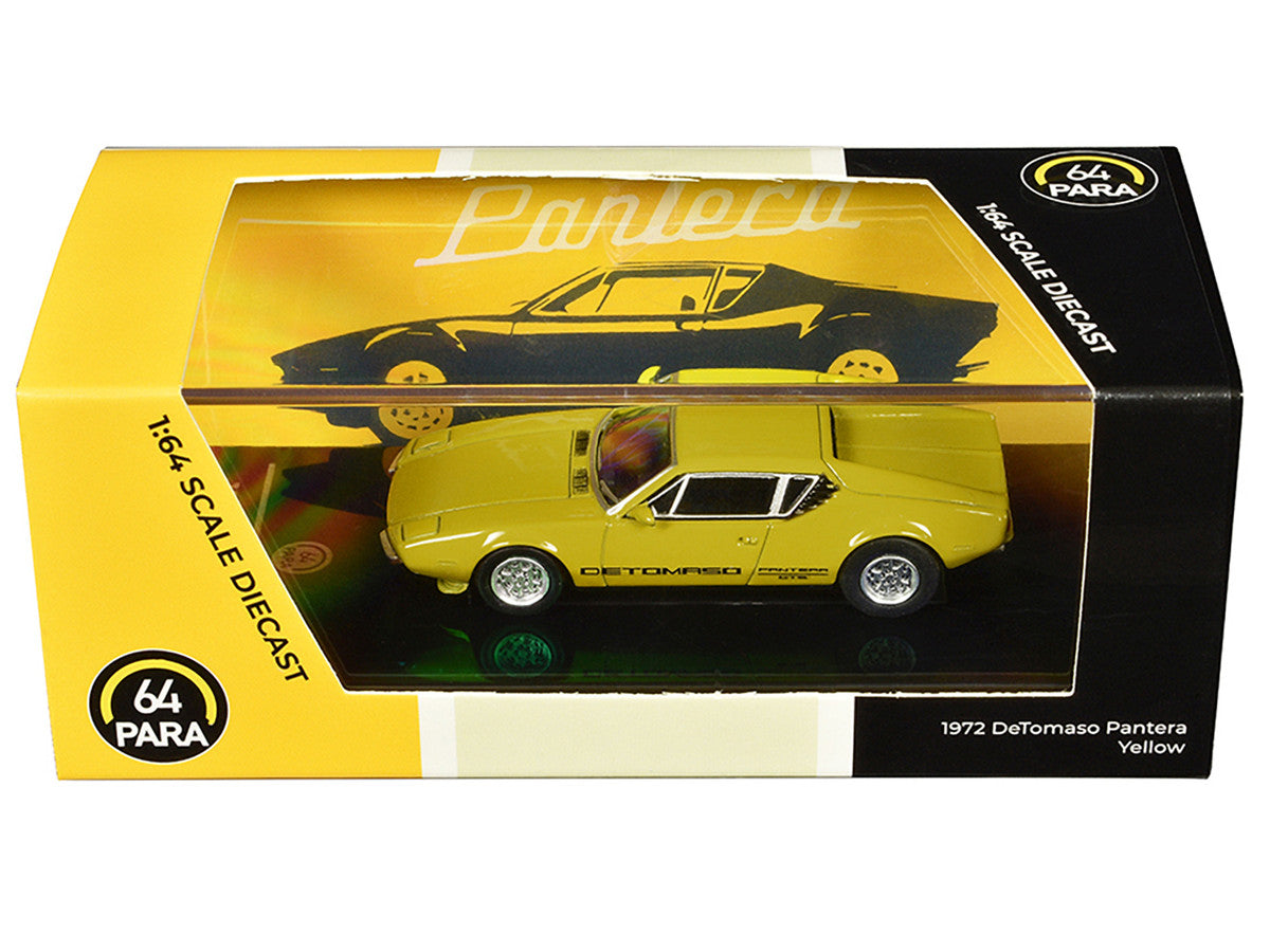 1972 De Tomaso Pantera Yellow 1/64 Diecast Model Car by Paragon Models-0