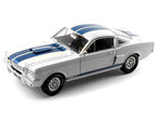 1966 Ford Mustang Shelby GT350 White with Blue Stripes 1/18 Diecast Model Car by Shelby Collectibles-1