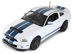 2013 Ford Shelby Cobra GT500 SVT White with Blue Stripes 1/18 Diecast Car Model by Shelby Collectibles-1