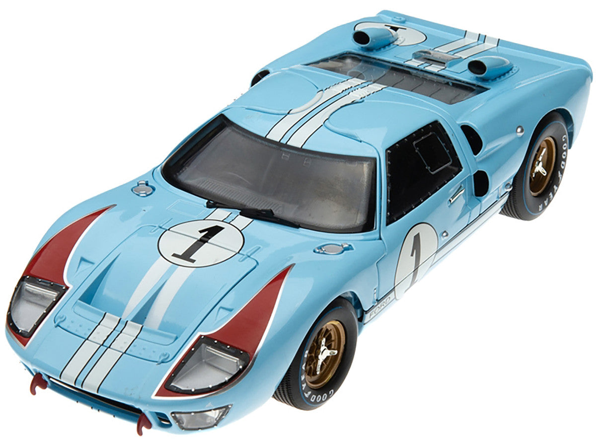 1966 Ford GT 40 MK II RHD (Right Hand Drive) #1 Light Blue Miles - Hulme Le Mans 1/18 Diecast Model Car by Shelby Collectibles-1