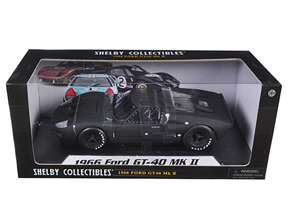 1966 Ford GT-40 GT40 MK 2 Matt Black 1/18 Diecast Car Model by Shelby Collectibles-2