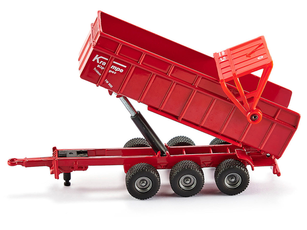 Massey Ferguson 8480 Dyna VT Tractor Red with Silver Top and Krampe Dump Trailer Red 1/87 (HO) Diecast Models by Siku-3