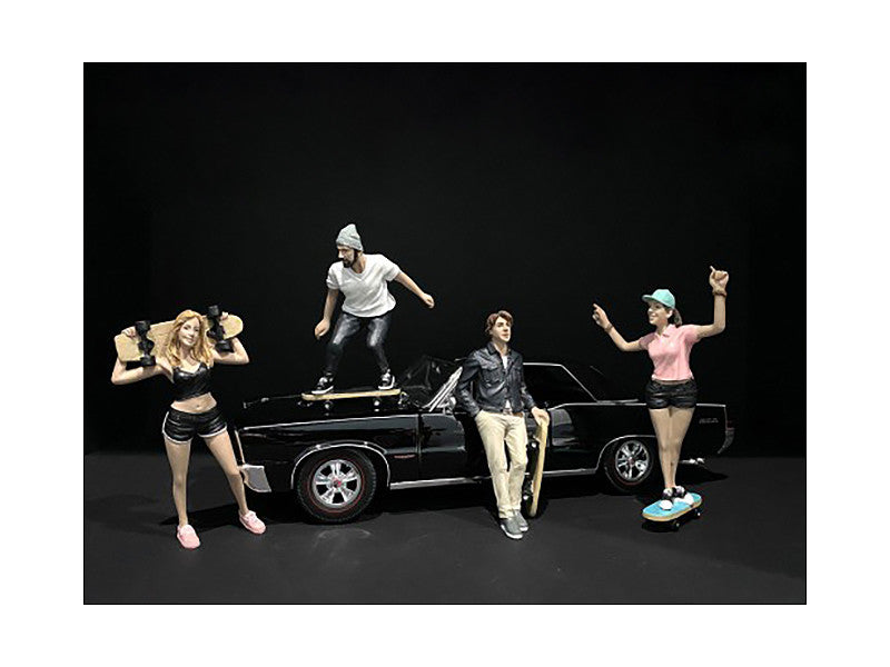 Skateboarders Figurines 4 piece Set for 1/24 Scale Models by American Diorama-0