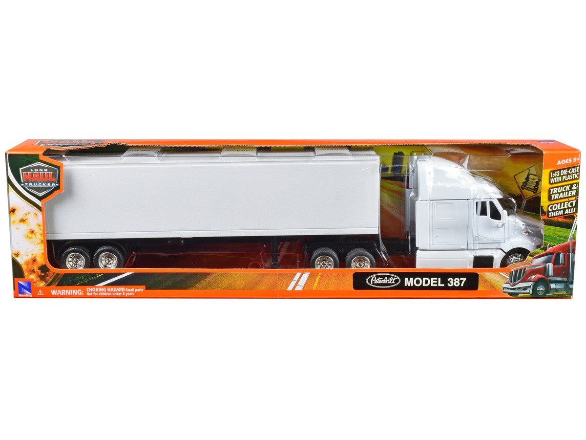 Peterbilt 387 Truck with Dry Goods Trailer White "Long Haul Trucker" Series 1/43 Diecast Model by New Ray-2